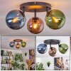 Gastor Plafondlamp, Kogellampje Blauw, Groen, Koperkleurig, 3-lichts