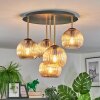 Koyoto Plafondlamp, Kogellampje 45 cm Messing, Zwart, 5-lichts