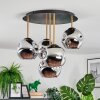 Ripoll Plafondlamp, Kogellampje Messing, Zwart, 5-lichts