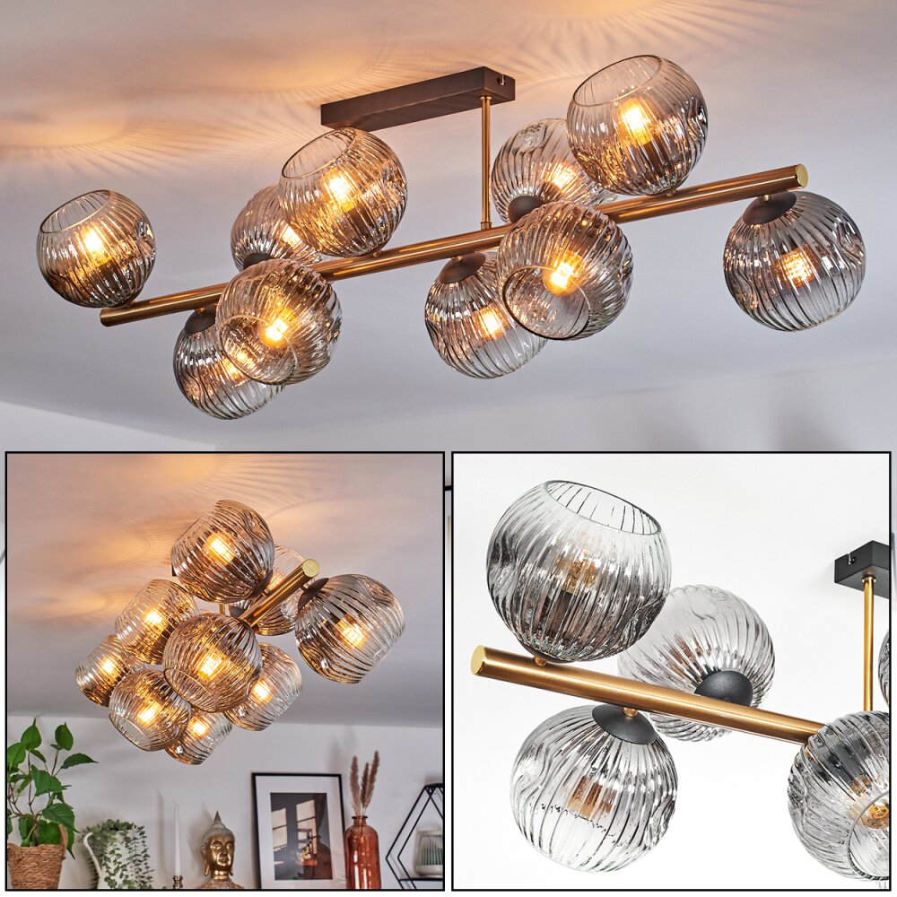 Ripoll Plafondlamp, Kogellampje Goud, Zwart, 10-lichts main product photo