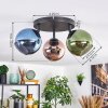 Koyoto Plafondlamp, Kogellampje Blauw, Groen, Koperkleurig, 3-lichts