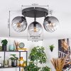 Koyoto Plafondlamp, Kogellampje Duidelijk, Rookkleurig, 3-lichts