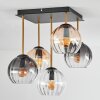 Koyoto Plafondlamp, Kogellampje Goud, Zwart, 5-lichts
