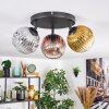 Ripoll Plafondlamp, Kogellampje Chroom, Goud, Duidelijk, Koperkleurig, Rookkleurig, 3-lichts