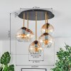 Koyoto Plafondlamp, Kogellampje Messing, Zwart, 5-lichts