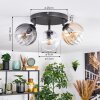 Koyoto Plafondlamp, Kogellampje Amber, Duidelijk, Rookkleurig, 3-lichts