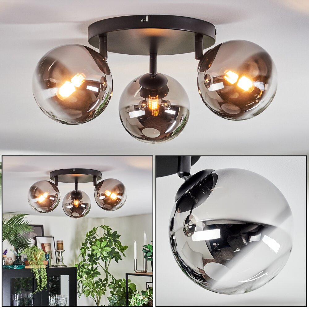 Chehalis Plafondlamp, Kogellampje 49 cm Chroom, Duidelijk, Rookkleurig, 3-lichts main product photo