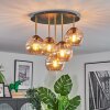 Koyoto Plafondlamp, Kogellampje 45 cm Messing, Zwart, 5-lichts