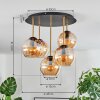 Koyoto Plafondlamp, Kogellampje 45 cm Messing, Zwart, 5-lichts