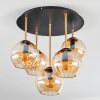 Koyoto Plafondlamp, Kogellampje 45 cm Messing, Zwart, 5-lichts