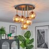 Koyoto Plafondlamp, Kogellampje 45 cm Messing, Zwart, 5-lichts