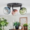 Chehalis Plafondlamp, Kogellampje Blauw, Groen, Duidelijk, Koperkleurig, 3-lichts