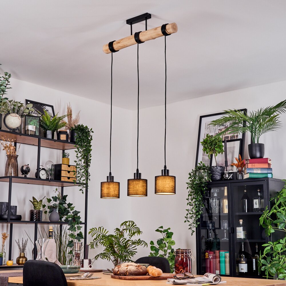 Bassagoda Hanglamp, Hanglamp Natuurlijke kleuren, Zwart, 3-lichts main product photo