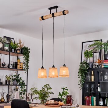 Lindberg Hanglamp, Hanglamp Natuurlijke kleuren, Zwart, 3-lichts