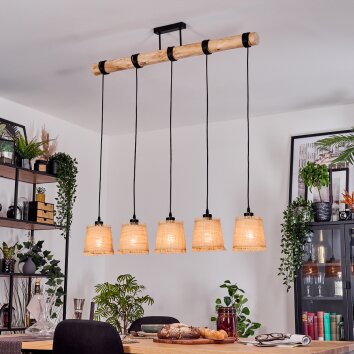 Lindberg Hanglamp, Hanglamp Natuurlijke kleuren, Zwart, 5-lichts