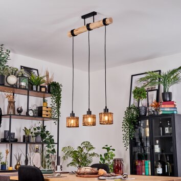 Cando Hanglamp, Hanglamp Natuurlijke kleuren, Zwart, 3-lichts