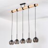 Koyoto Hanglamp, Kogellampje, Hanglamp Natuurlijke kleuren, Zwart, 5-lichts