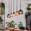 Koyoto Hanglamp, Kogellampje, Hanglamp Natuurlijke kleuren, Zwart, 5-lichts