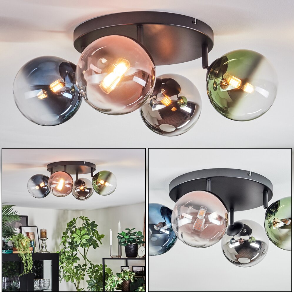 Chehalis Plafondlamp, Kogellampje Blauw, Chroom, Groen, Duidelijk, Koperkleurig, Rookkleurig, 4-lichts main product photo
