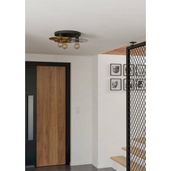 Eglo verlichting LINTMILL Plafondlamp, Wandlamp Messing, Zwart, 3-lichts