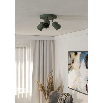 Eglo verlichting TILSTON Plafondlamp, Plafondspot Groen, 3-lichts