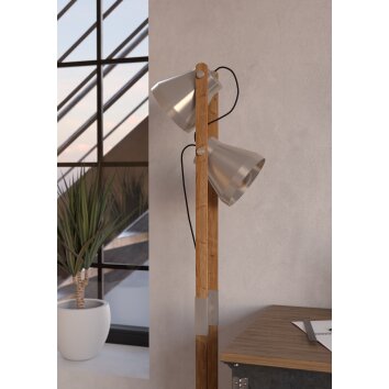 Eglo verlichting CAWTON Staande lamp Bruin, Staal geborsteld, 2-lichts