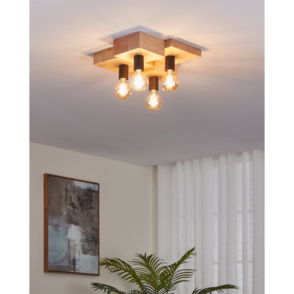 Eglo verlichting HALKIN Plafondlamp Bruin, Zwart, 4-lichts main product photo