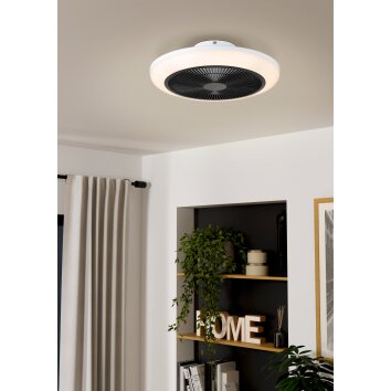 Eglo verlichting mit Plafondventilator met verlichting LED Zwart, Wit, Afstandsbediening