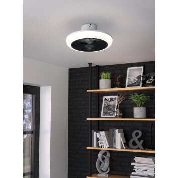 Eglo verlichting mit Plafondventilator met verlichting LED Zwart, Wit, Afstandsbediening