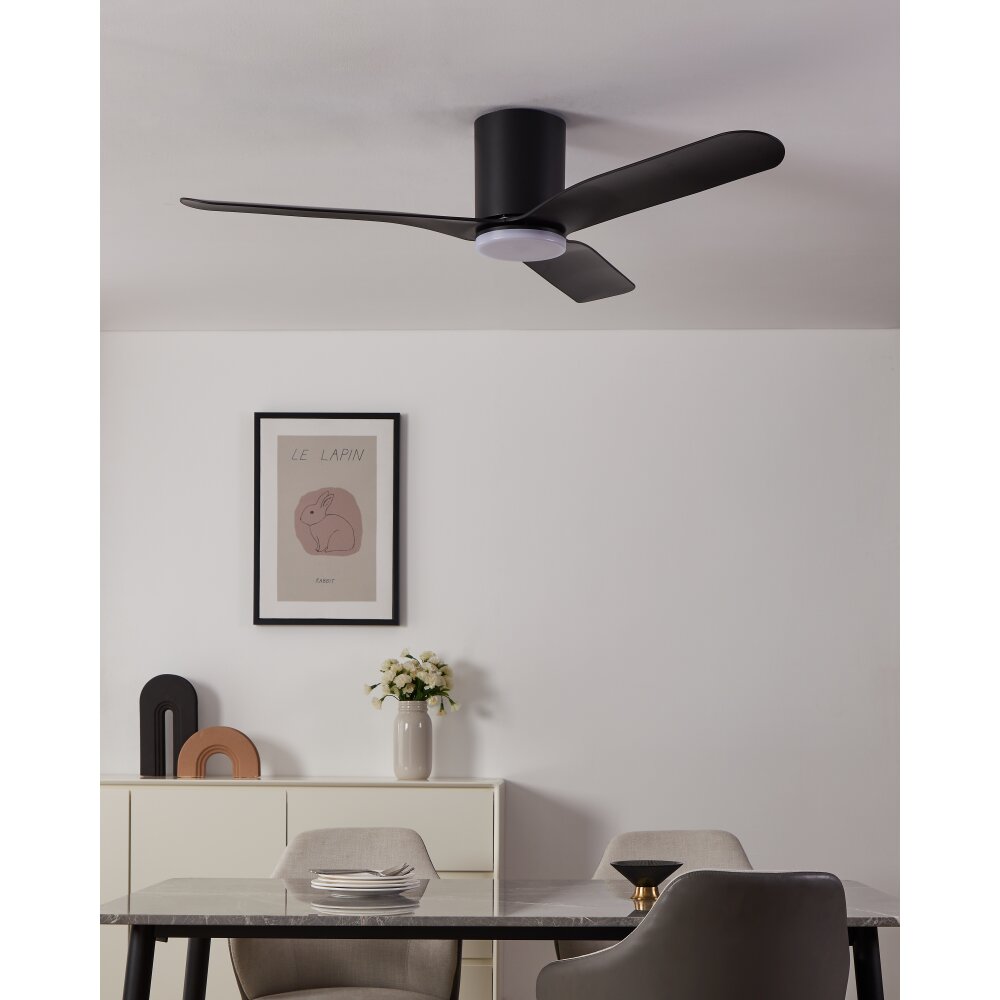 Eglo verlichting Bündiger Plafondventilator met verlichting LED Zwart, Afstandsbediening, Kleurwisselaar main product photo