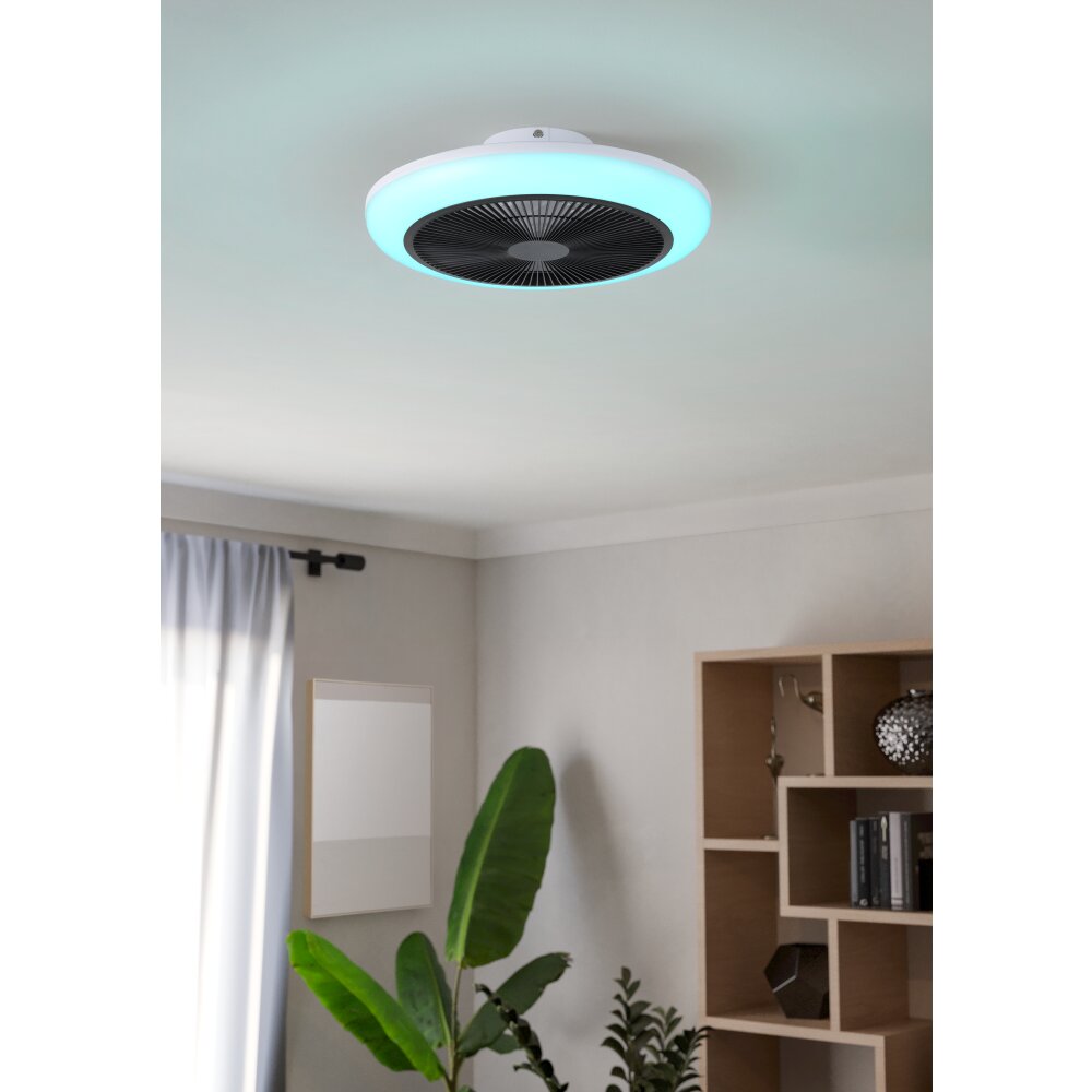 Eglo verlichting mit Plafondventilator met verlichting LED Zwart, Wit, Afstandsbediening, Kleurwisselaar main product photo