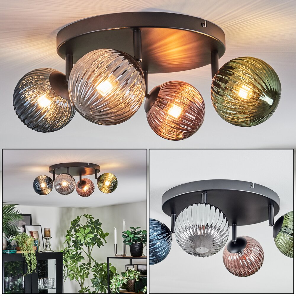 Chehalis Plafondlamp, Kogellampje Blauw, Groen, Koperkleurig, Rookkleurig, 4-lichts main product photo