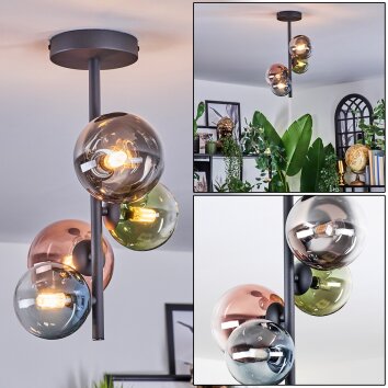 Chehalis Plafondlamp, Kogellampje 27 cm Blauw, Chroom, Groen, Duidelijk, Koperkleurig, Rookkleurig, 4-lichts
