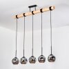 Ripoll Hanglamp, Kogellampje, Hanglamp Natuurlijke kleuren, Zwart, 5-lichts