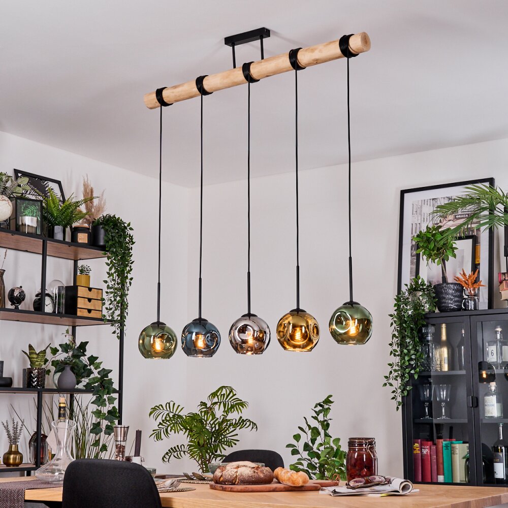 Ripoll Hanglamp, Kogellampje, Hanglamp Natuurlijke kleuren, Zwart, 5-lichts main product photo