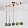 Ripoll Hanglamp, Kogellampje, Hanglamp Natuurlijke kleuren, Zwart, 5-lichts