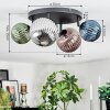 Chehalis Plafondlamp, Kogellampje Blauw, Groen, Koperkleurig, Rookkleurig, 4-lichts