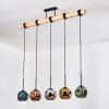 Ripoll Hanglamp, Kogellampje, Hanglamp Natuurlijke kleuren, Zwart, 5-lichts