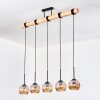 Ripoll Hanglamp, Kogellampje, Hanglamp Natuurlijke kleuren, Zwart, 5-lichts