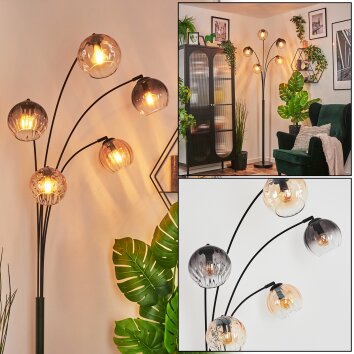 Koyoto Kogellampje, Staande lamp Amber, Duidelijk, Rookkleurig, 5-lichts