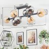 Koyoto Plafondlamp, Kogellampje Amber, Chroom, Rookkleurig, 8-lichts