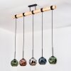 Ripoll Hanglamp, Kogellampje, Hanglamp Natuurlijke kleuren, Zwart, 5-lichts