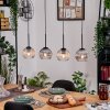 Koyoto Hanglamp, Kogellampje, Hanglamp Natuurlijke kleuren, Zwart, 4-lichts