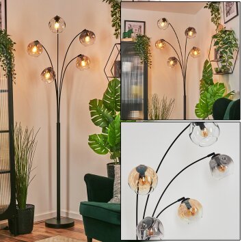 Ripoll Kogellampje, Staande lamp Amber, Duidelijk, Rookkleurig, 5-lichts