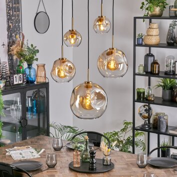 Ripoll Hanglamp, Kogellampje, Hanglamp Goud, Zwart, 5-lichts