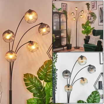 Ripoll Kogellampje, Staande lamp Amber, Duidelijk, Rookkleurig, 5-lichts