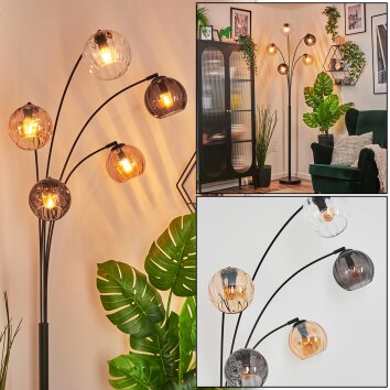 Koyoto Kogellampje, Staande lamp Amber, Duidelijk, Rookkleurig, 5-lichts