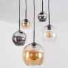 Koyoto Hanglamp, Kogellampje, Hanglamp 45 cm Amber, Chroom, Duidelijk, Rookkleurig, 5-lichts