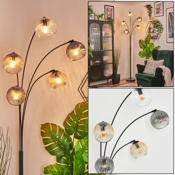 Ripoll Kogellampje, Staande lamp Amber, Duidelijk, Rookkleurig, 5-lichts