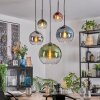 Koyoto Hanglamp, Kogellampje, Hanglamp Blauw, Chroom, Groen, Duidelijk, Koperkleurig, Rookkleurig, 5-lichts